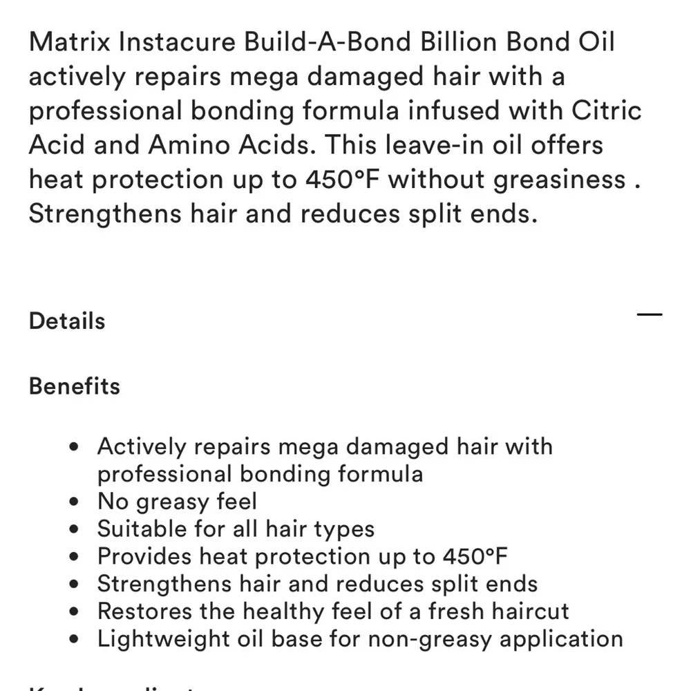 Matix InstaCure Build A Bond BillionStrengthening Oil New 1.69 oz